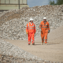 Aggregate workers walking