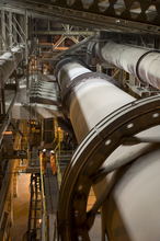 Interior view of cement processing plant